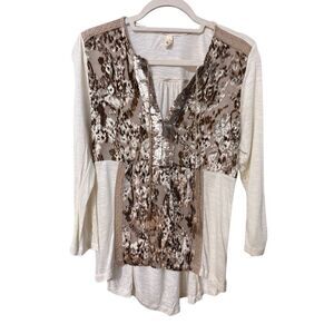 Tiny Gilded Acacia Henley Gold Velvet Size Small Ivory by Anthropologie